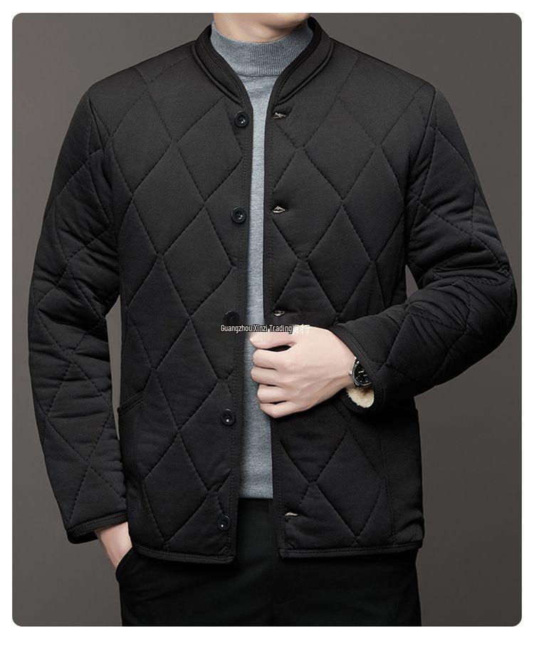 Men's Winter Cotton Jacket and Pants Set with Plus Velvet Lambswool - Warm Thickened Grandpa Style