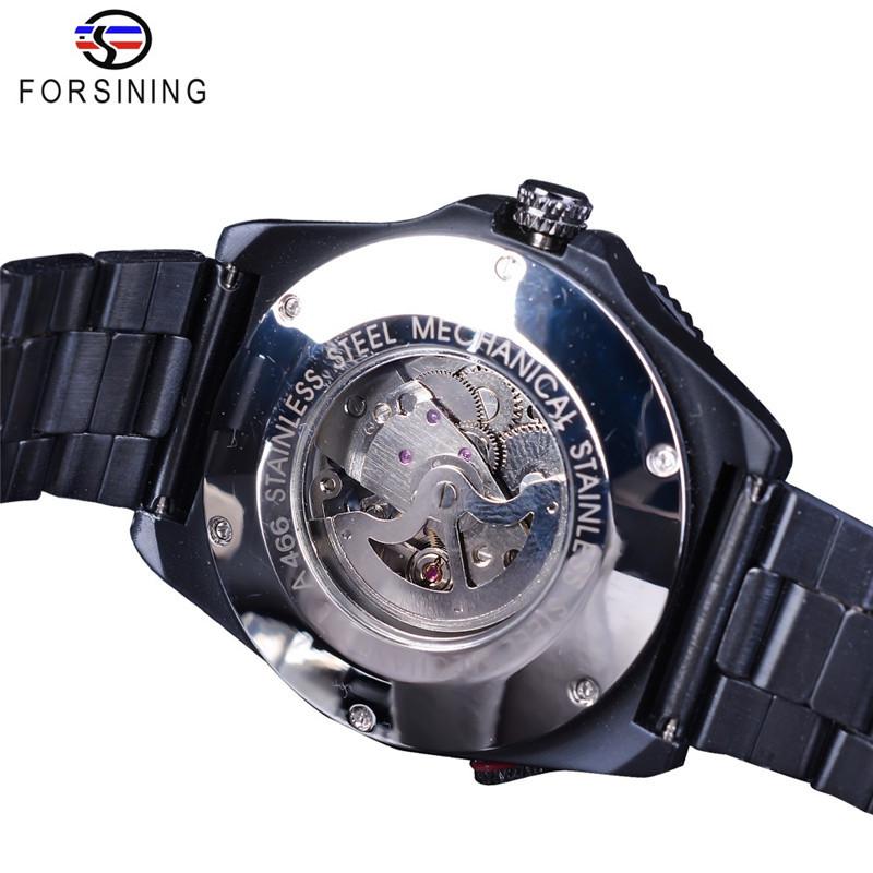 Forsining Pánské módní ležérní duté vodotěsné mechanické hodinky Skull Head Glow