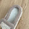 Fashion Aphixta 8cm Platform Metal Buckle Design Slippers Women Wedge Slides Women Shoes Checkered Furry Slides Slip On Winter Shoes