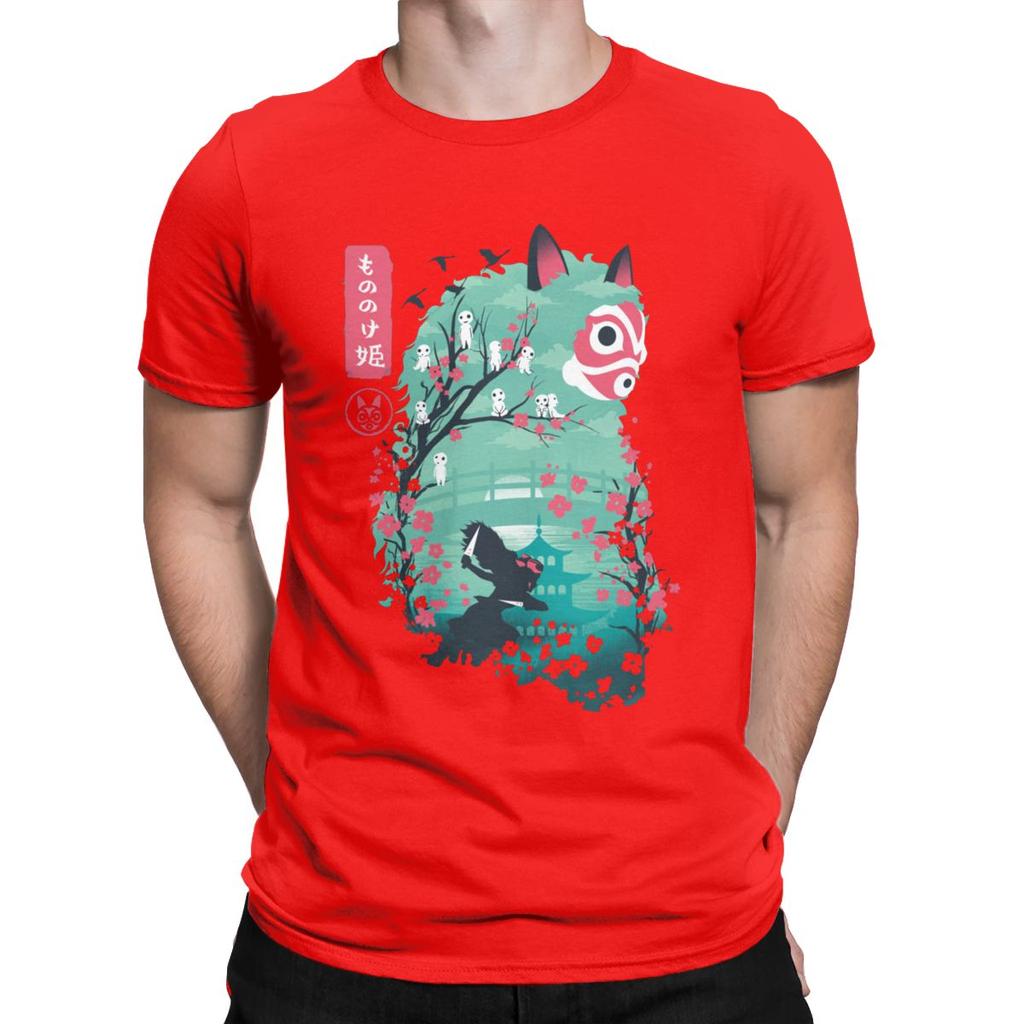 Men S Japanese Ukiyo E Princess Mononoke Classic T Shirt Ghibli Cotton Clothing Novelty Short Sleeve