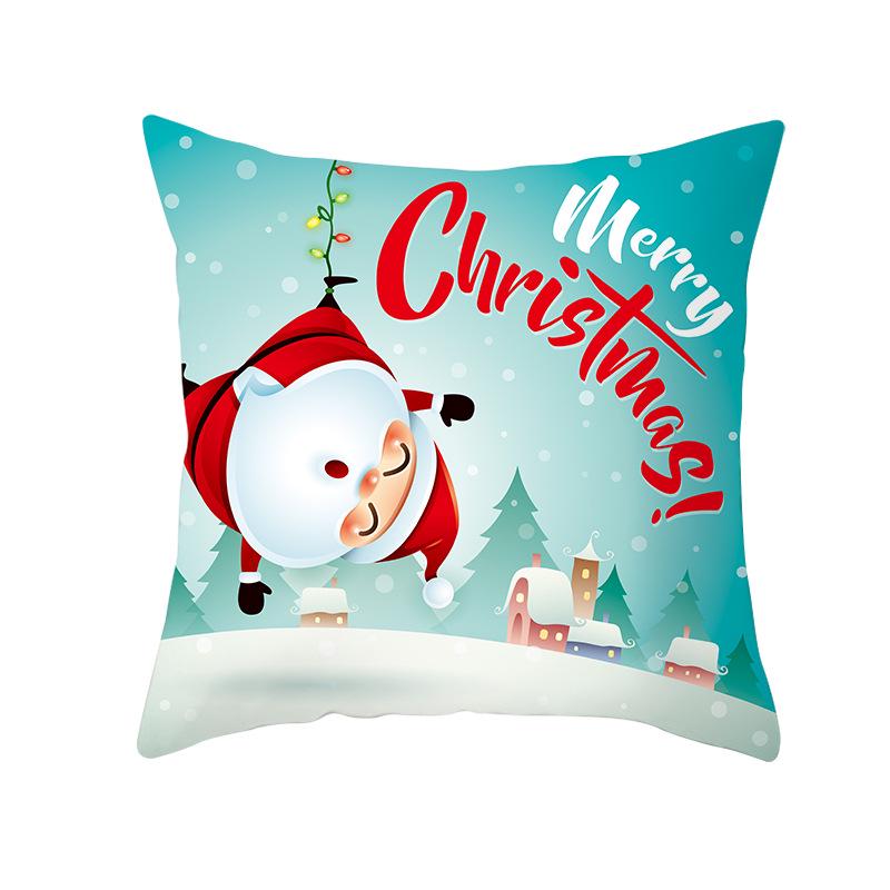 Weihnachtsmann Schneemann Elch Kissenbezug Festlich Zuhause Sofa Kissen Kissenbezug