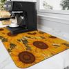 Yellow Sunflower Retro Draining Pad Drying Mat For Kitchen Bar Coffee Dishes Rubber Quick Drying Water Absorbent Anti-slip Mat