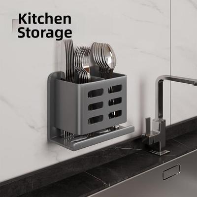 New Aluminum Alloy Wall Mounted Toothbrush Holder No Punching Self Adhesive Utensil Rack Razor Holder Kitchen