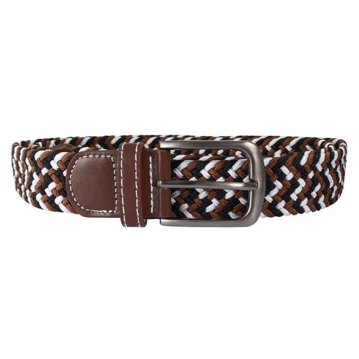 Ceinture tressée en textile - Taille 100 cm (S) - Polyester / simili cuir / métal - Largeur 3,2 cm - Mixte