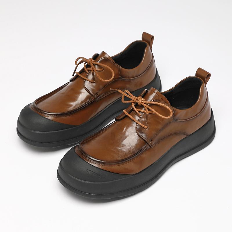 Spring New Designer Business Casual Shoes for Men Black Genuine Leather Shoes Male British Style Soft Sole Fashion Shoe Man
