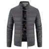 Jesienne i zimowe swetry męskie Kurtka dzianinowa Modne przeszycia Kurtka ocieplana ze stójką Kurtka ocieplana męska