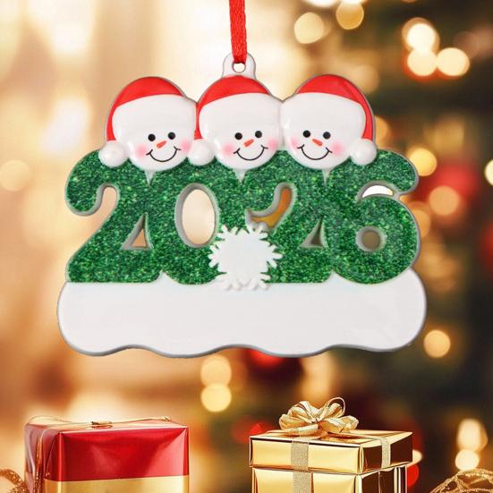 2026 Christmas Family Ornament Santa Hat Snowman DIY Family Name Xmas Tree Hanging Decoration Holiday Gift