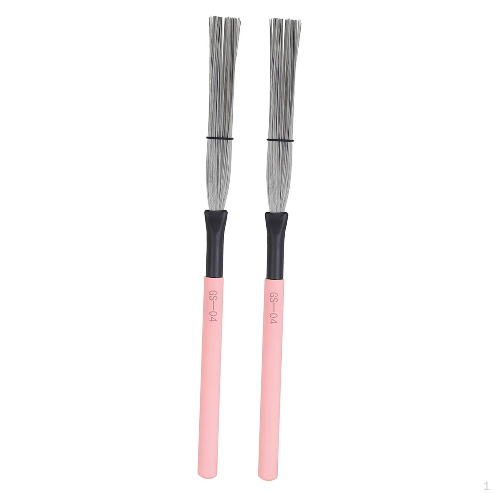 

2 Drum Brushes with Comfortable Wooden Handles, for Sticks, Country Music Pink