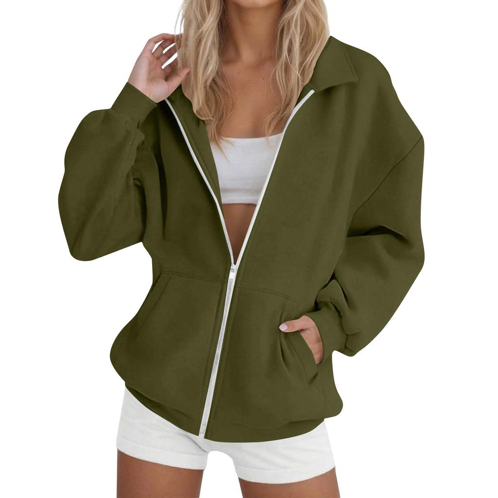 Women's Zip-Up Long Sleeve Sweatshirt Top
