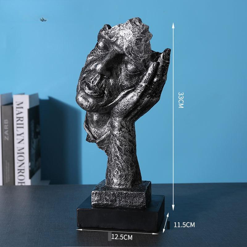 Y Nordische Retro Skulptur Schweigen ist Gold Handwerk Harz Figuren Kunstwerk Zuhause Wohnzimmer Weinschrank Ornament Statue