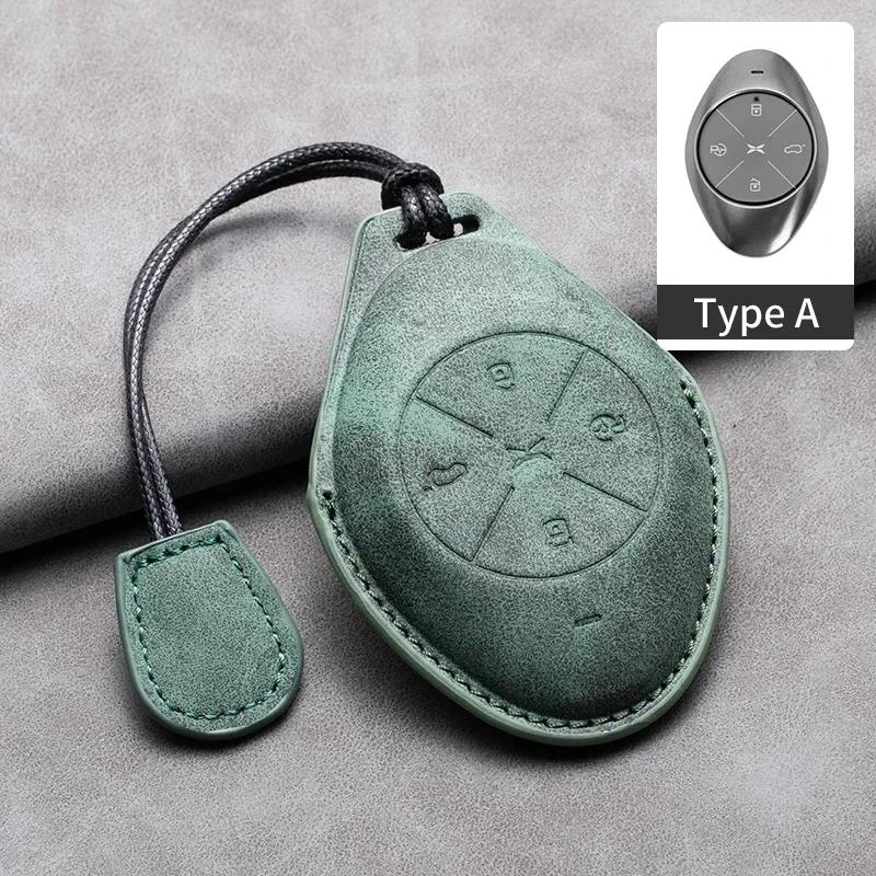 Leather Car Remote Key Case Cover for Xiaopeng Xpeng P5 P7 G3 G6 G9 G3i 2021 2022 Car Key Fob Shell Holder Keychain Accessories
