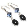 Natural Black Onyx, Tanzanite Gemstone 925 Sterling Silver Earring 2.01" AE-11659