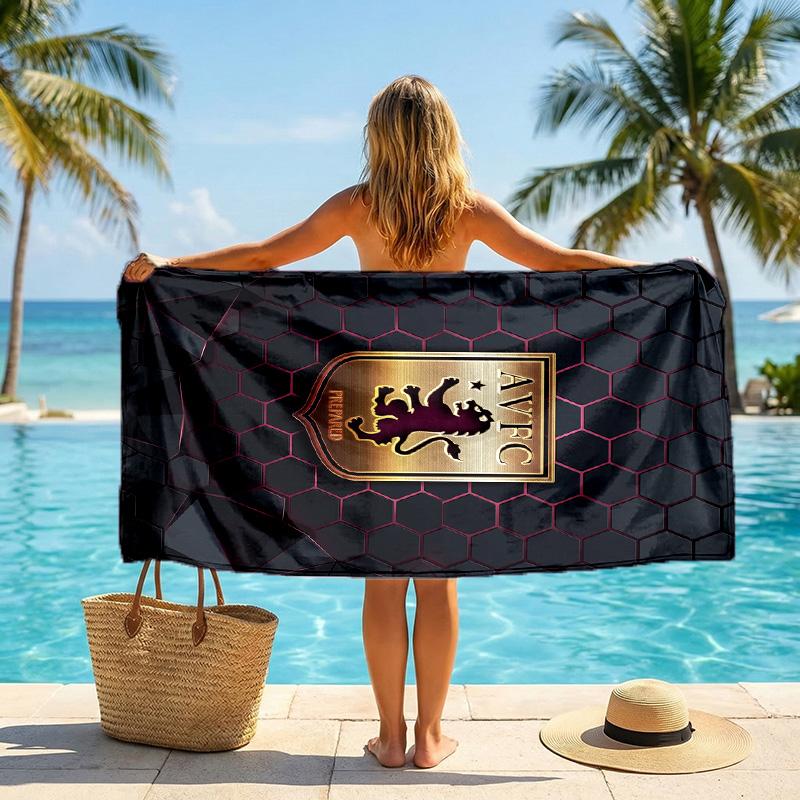 Asciugamano da Spiaggia Aston Villa Football Stampa Asciugatura Rapida Microfibra Assorbente Portatile da Viaggio Asciugamano da Nuoto