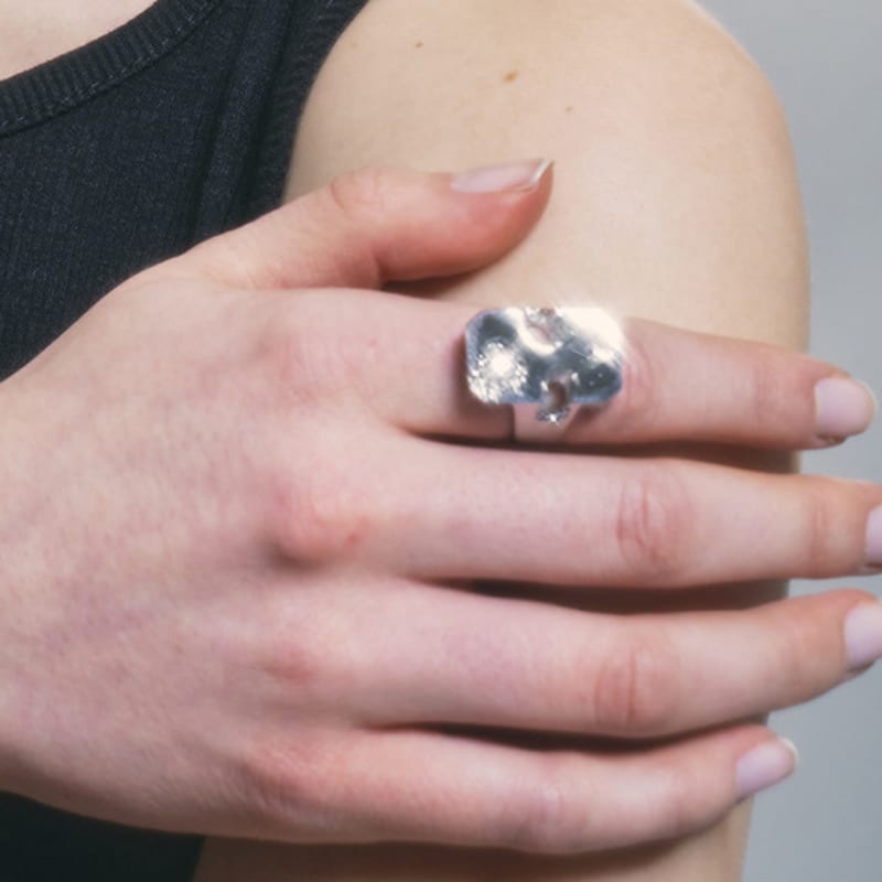 SENTIMENTS NO.306 [SILVER] SQUARE METEOR RING