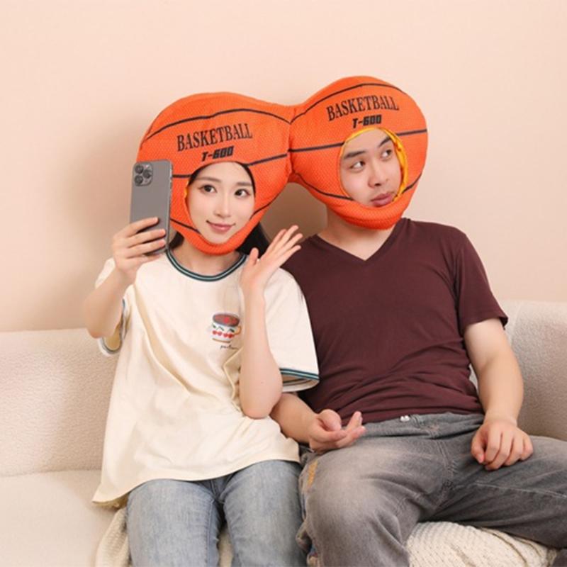 Double Head Basketball Headgear Hat Lovely Photography Props Hat Sport Party and Event Head Accessories for Family Game