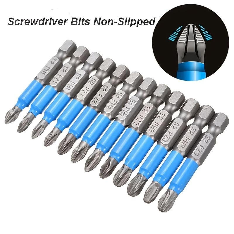Magnetic Cross Head Drill Bits,Anti-Slip PH1 PZ1 PH2 PZ2 PH3 PZ3 50mm Length with Teeth,1/4" Hex Shank Single Head for Electric Screwdriver Drill