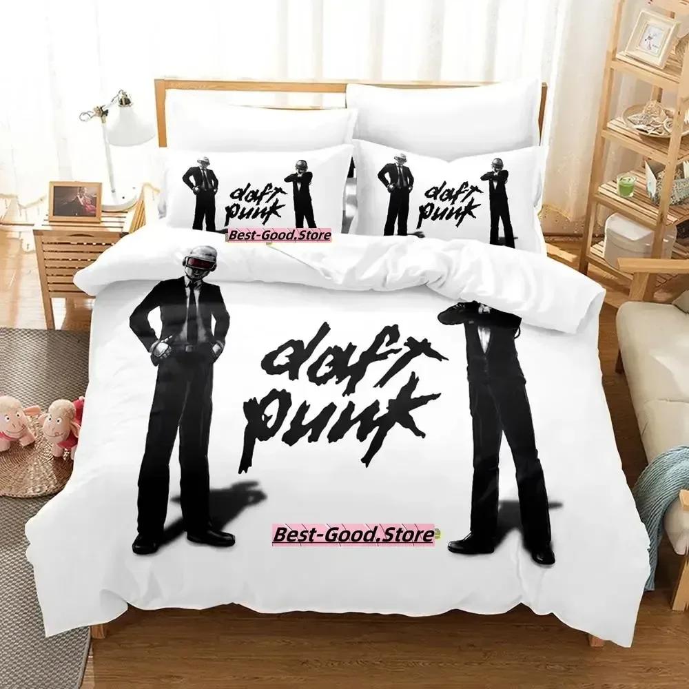 Daft Punk Sängkläder Set Tryckt Med Örngott Täcke Mjuk Enkel Dubbel Queen Super King Storlek Vuxen Barn Sovrum