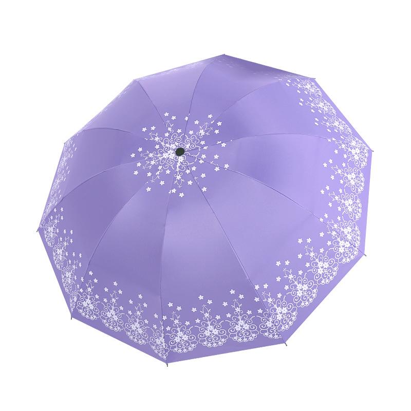 10 bone vinyl umbrella small fresh double large sunscreen umbrella manual reverse folding
