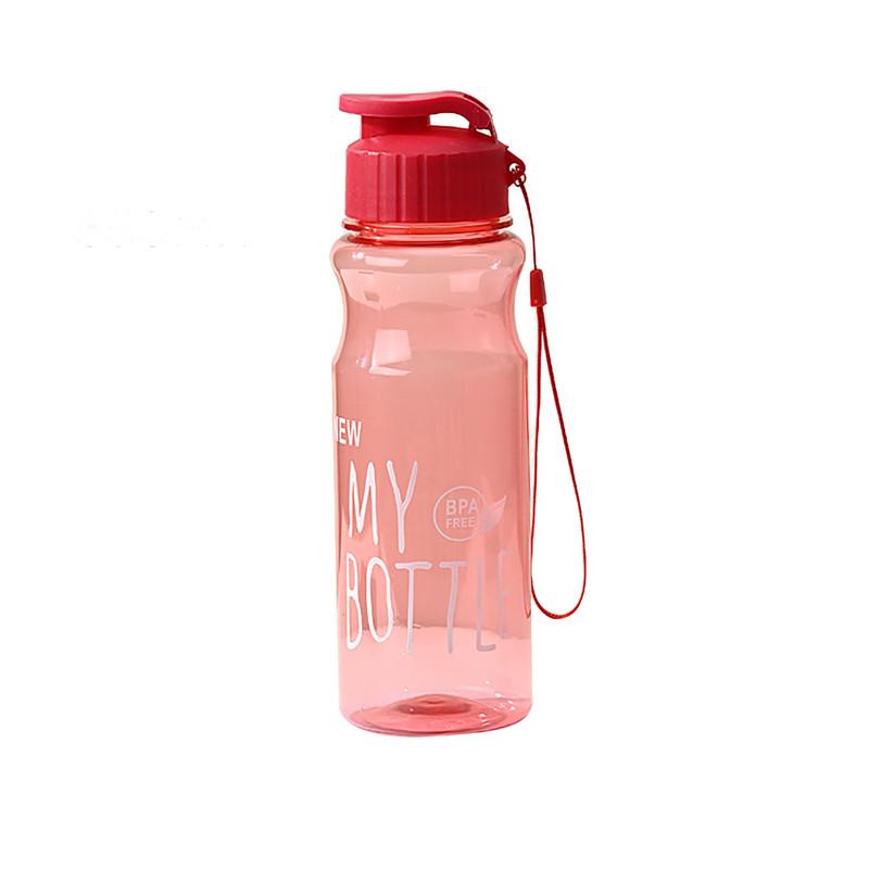 600ml Plastic Water Bottle Lightweight to Carry Sport Cup with Rope Anti-drop Outdoor Use Water Container Adorable Student Couple Water Cup Mug Gift