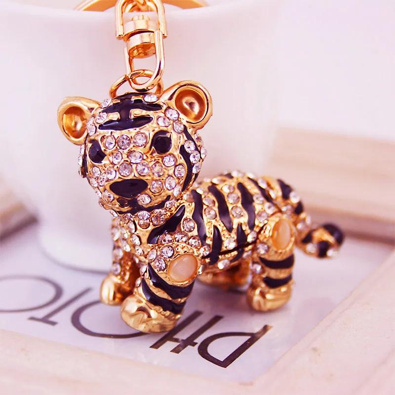 Crystal Animal Siberian Tiger Car Accessories Creative Design Cartoon Tiger Bag Charm