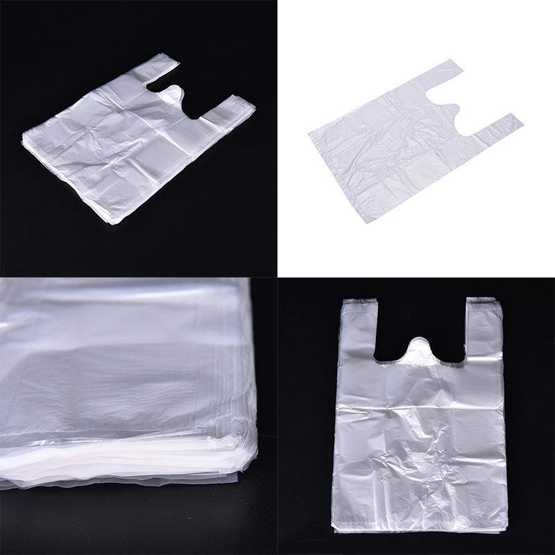 100Pcs Design Plastic T-Shirt Retail Shopping Supermarket Bags Handles Packaging,