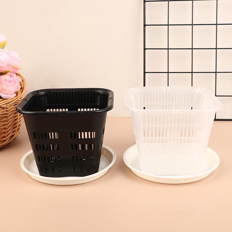 1Pc 14Cm Root Control Transparent Flower Pot For Phalaenopsis Orchid Cattleya Planting With Stomata Home Decor Flower Pot