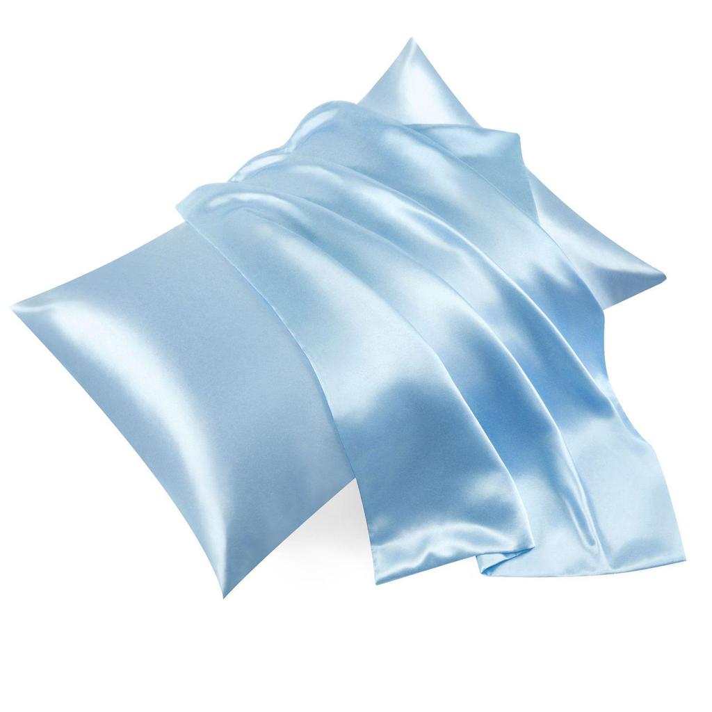 Solid Color Ice Silk Satin Zipper Pillowcase
