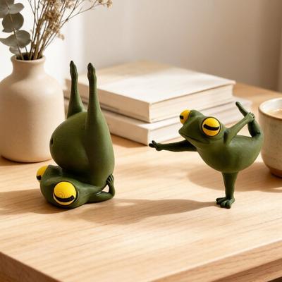 Yoga-Frosch Figur 3D-gedruckt Meditation Zen Frosch Statue Sammlerstück Skulptur für Garten Terrasse Hof Rasen Haus Schreibtisch Regal Dekor