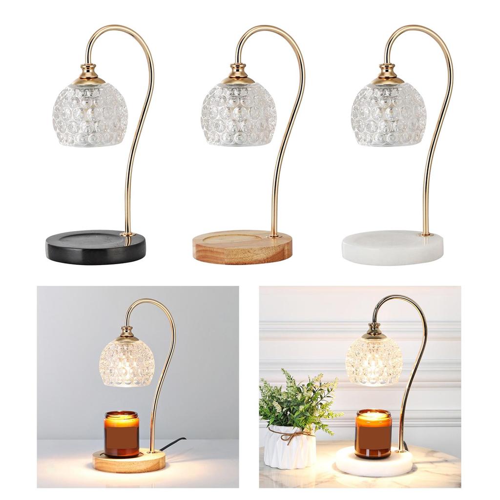 Modern Wax Melt Candle Warmer Lamp Crystal Lampshade Table Light EU Plug Wood Base