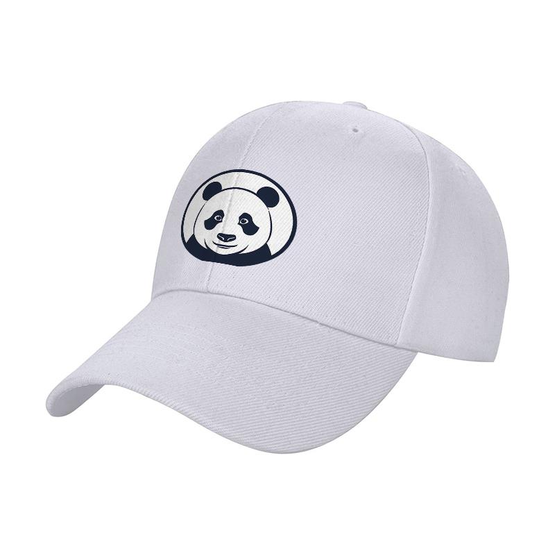 Panda Logo Baseball Cap Black Cotton Adjustable Hat Embroidered Animal Design Classic Fit Outdoor Wear Style