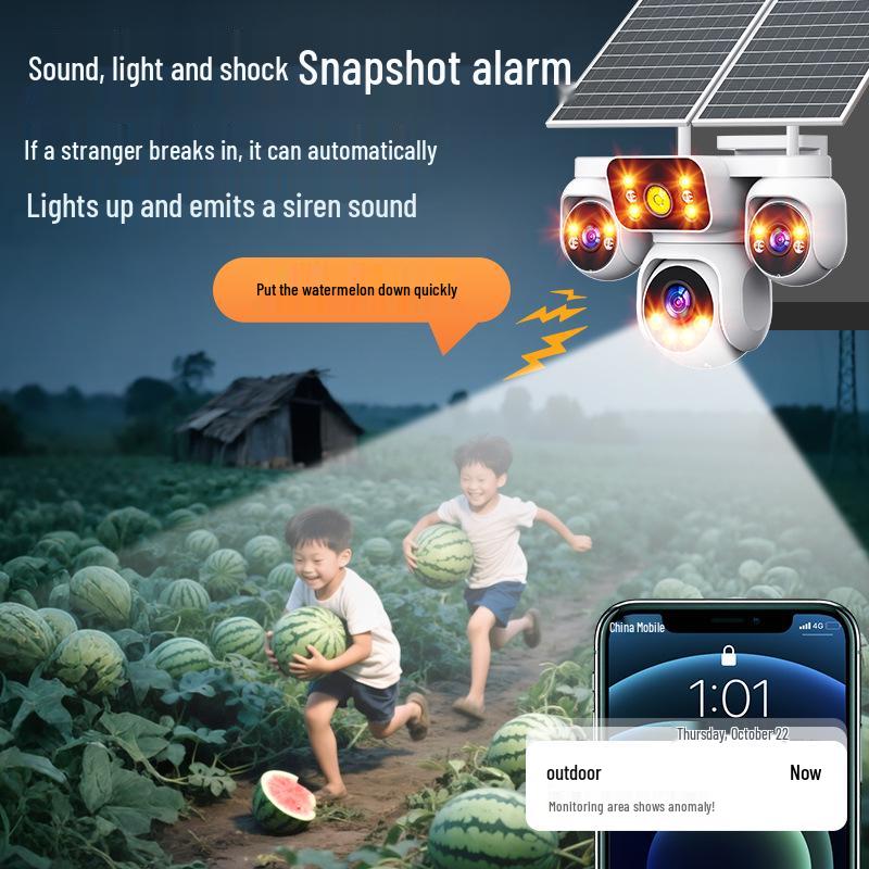 Hieasy AOV Solar-Powered Three-Screen Outdoor Night Vision Camera