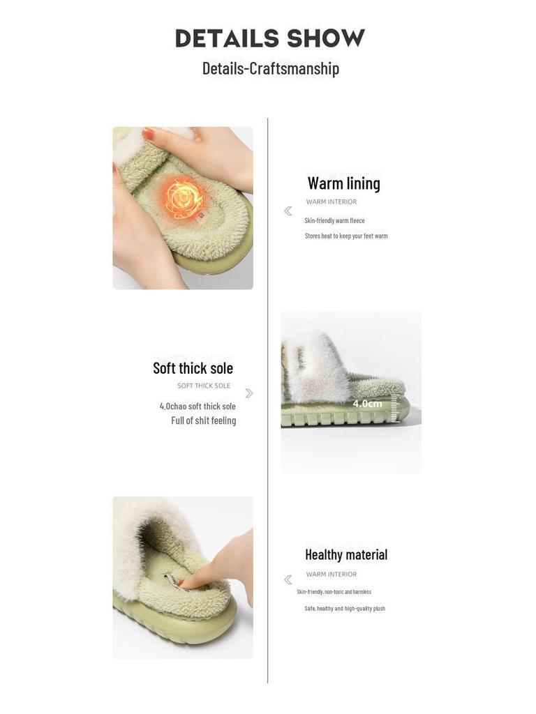 2024 New Women's Plush Winter Cotton Slippers: Thick-Soled, Cozy Indoor Footwear