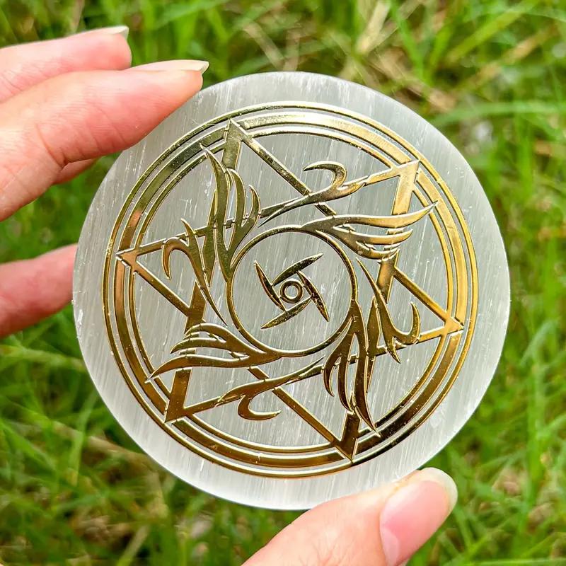 6cm Natural Crystal Selenite Slice Slab White Gypsum, Natural Selenite Stone Crystal Disc, Selenite Charging Plate decoration