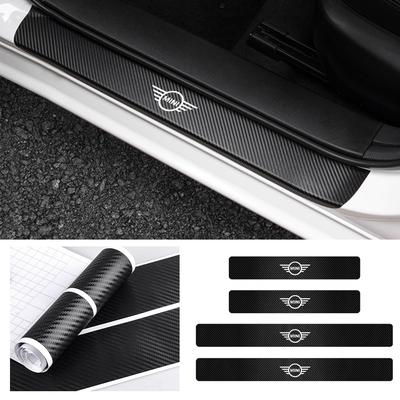 Car Carbon Fiber Door Threshold Badge Anti Scratch Sticker For MINI WORKS One Cooper JCW R60 R59 R58 R57 R56 R55 R53 R52 F54 F60