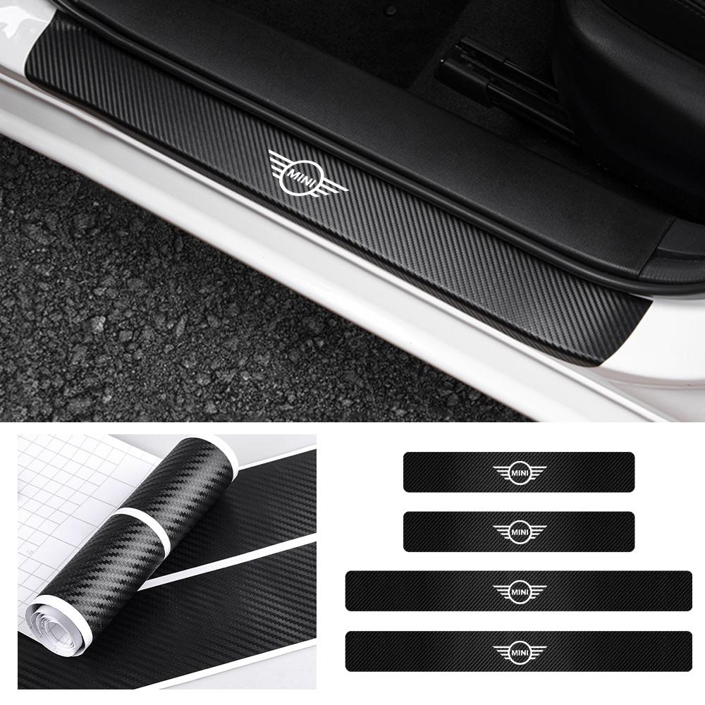 Car Carbon Fiber Door Threshold Badge Anti Scratch Sticker For MINI WORKS One Cooper JCW R60 R59 R58 R57 R56 R55 R53 R52 F54 F60