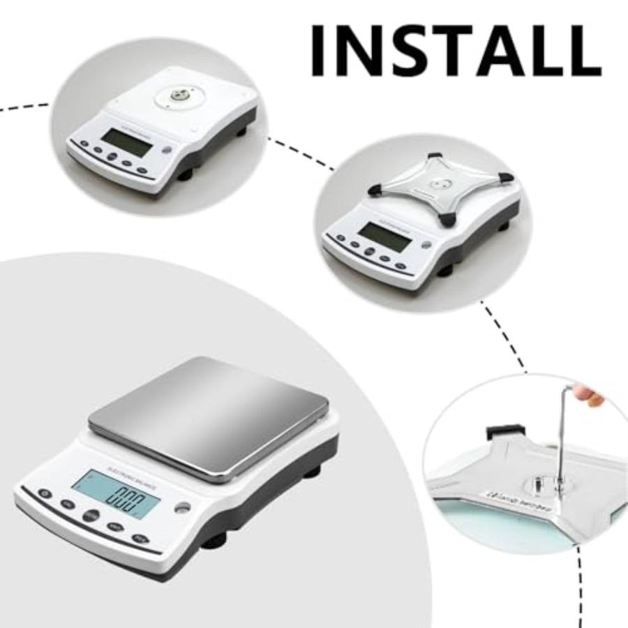Lab Scale 5000g x 0.01g High Precision Digital Analytical Balance with Calibration Weights 0.01g Accuracy Scientific Gram Scale