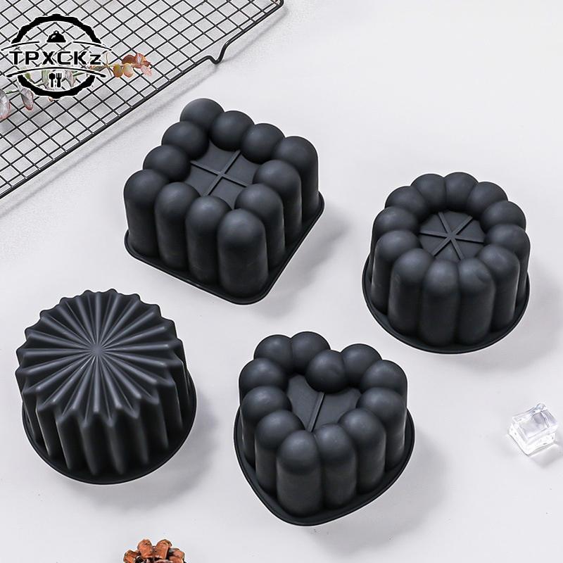 Heart Cylindrical Square Texture French Mousse Cake Mould Silicone Soap Mold Jelly Pudding Dessert Tools Kitchen Bakeware