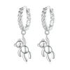 BSE729 S925 Sterling Silver Bear Twist White Gold Plated Animal Earrings
