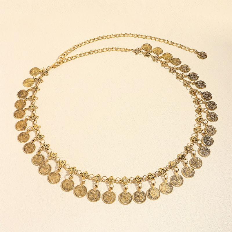 High Quality Ethnic Style Tassel Belly Dance Waist Chain Adjustable Long Golden Belt For Women Girls Fashion Dress Accessories