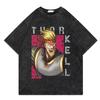 Vinland Saga Anime Vintage Spłowiony T-shirt Graficzny Nadruk Hip Hop Streetwear Luźny Y2k Letni Krótki Rękaw Harajuku 100% Bawełna Góra