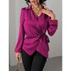 Spring and Winter Lace Up Waist Cinching Shirt New  Long Sleeved Women Blouse Shirt with Tie Up Waist Fashion Tops Casual V Neck Clothing
