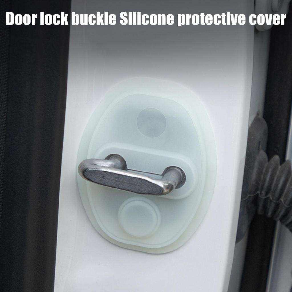 Car Silicone Door Latch Protective Cover Car Door Lock Protective Cover Luminous Shock Absorption Silicone Buffer Pad Anti