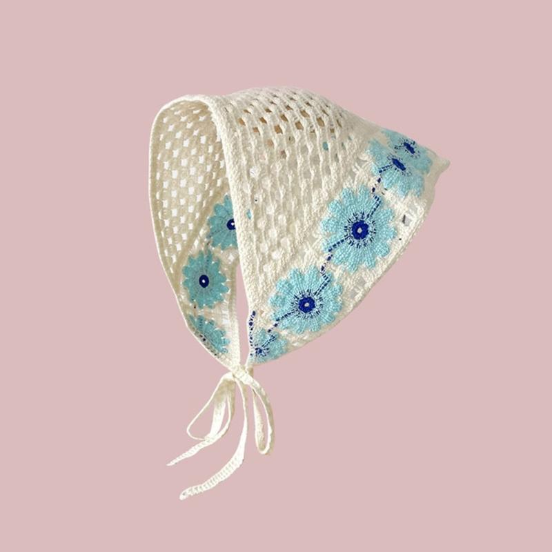 Dreieckiger Schal mit Blumenmuster, hübsches gehäkeltes Haartuch zum Binden, eleganter Turban mit Blumenmuster für Mädchen, Foto-Requisiten