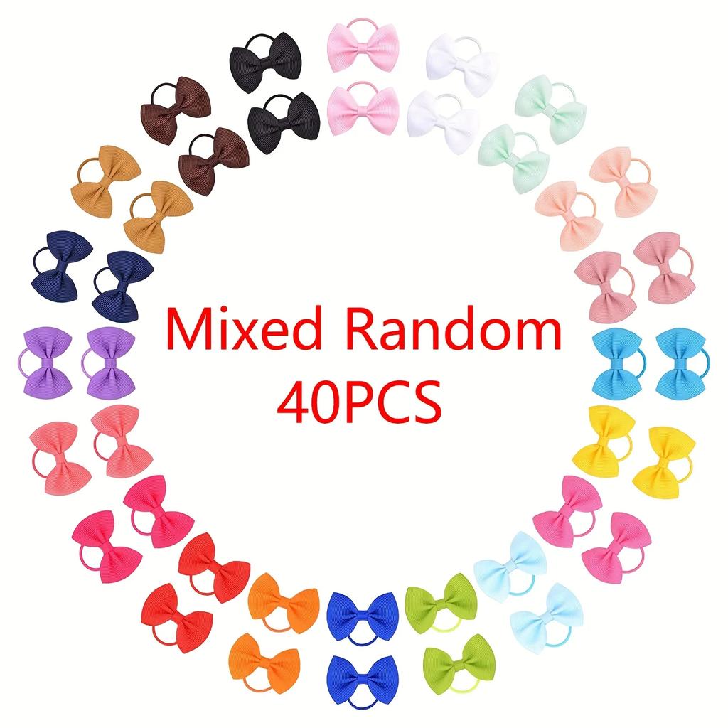 20/40Pcs/lot Baby Bows Ribbon Hairbands for Girls Ties Elastic Hairbands Infants Pigtail Holders Hair Accessories