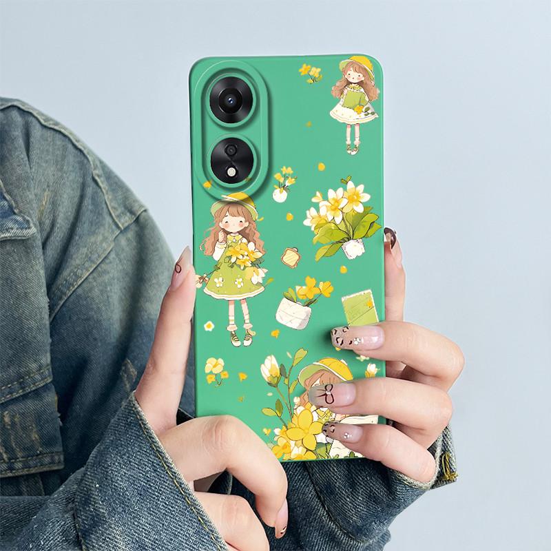 For OPPO A78 4G Phone Case CPH2565 Cover Soft Silicone Cute Panda Flower Boys Girls Painted Shell Funda Protective Casing Coque