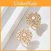 Trendy Pearl Studded Floral Scarf Ring Elegant Alloy Jewelry For Ladies