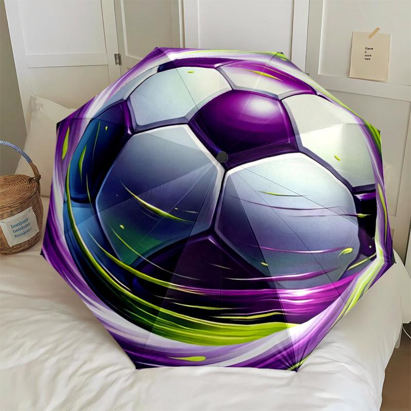 

A Fashionable Umbrella Featuring a Football Graphic Design, Lightweight with Automatic Open And Close Functionality, Made with
