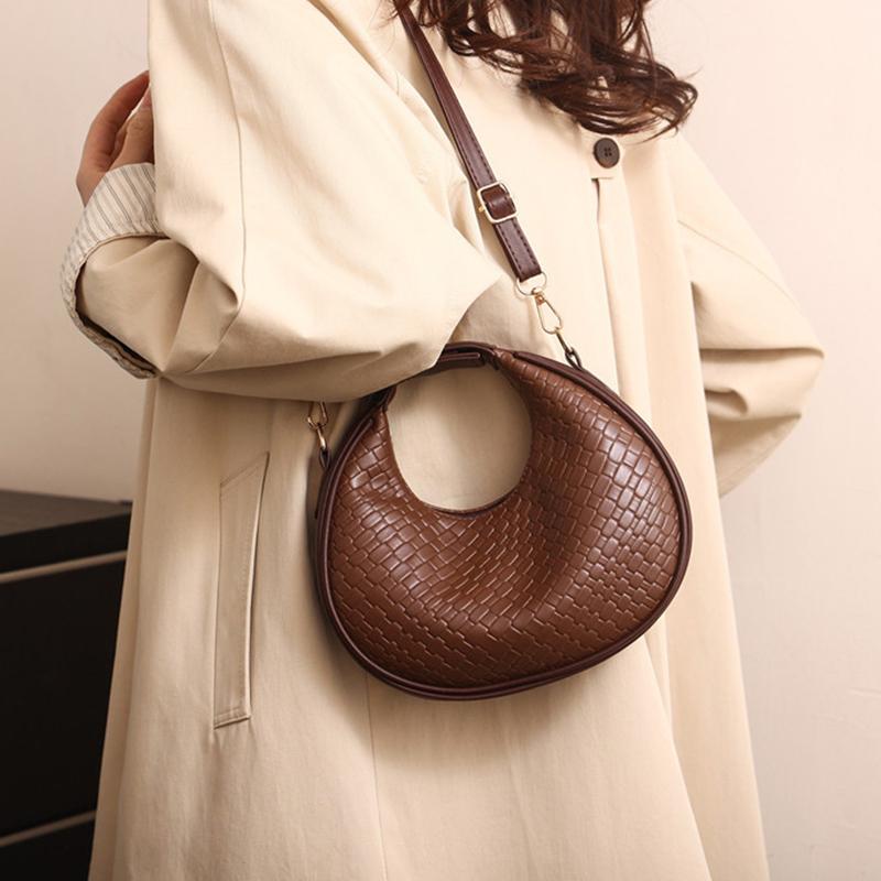 Yogodlns Borsa a tracolla in pelle PU di alta qualità da donna, nuova borsa a tracolla di design di nicchia alla moda, stile semplice, borsa hobo intrecciata da donna