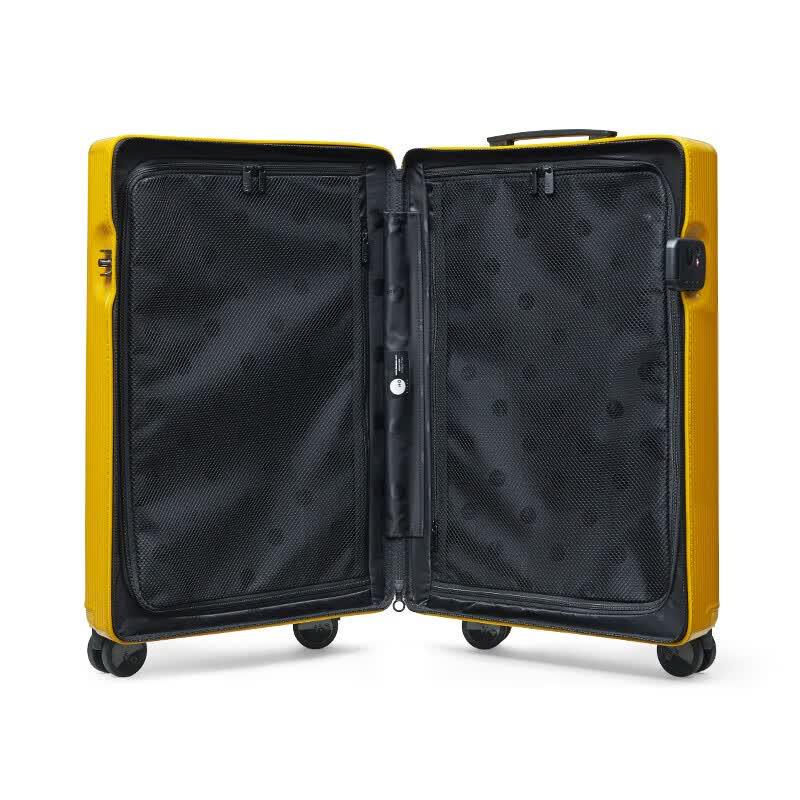 ITOPISTACHIO Striped Series 24-inch Glossy Mustard Yellow Suitcase