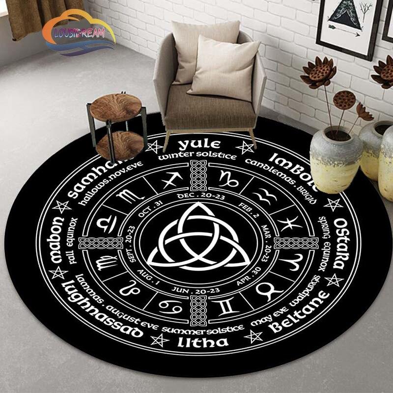 Pentacle Symbol Rug, Freemasonry Round Carpet, Goat Head Satan Rug,  Ouija Board with Hands Occultism Rug Witchcraft Goth Rug